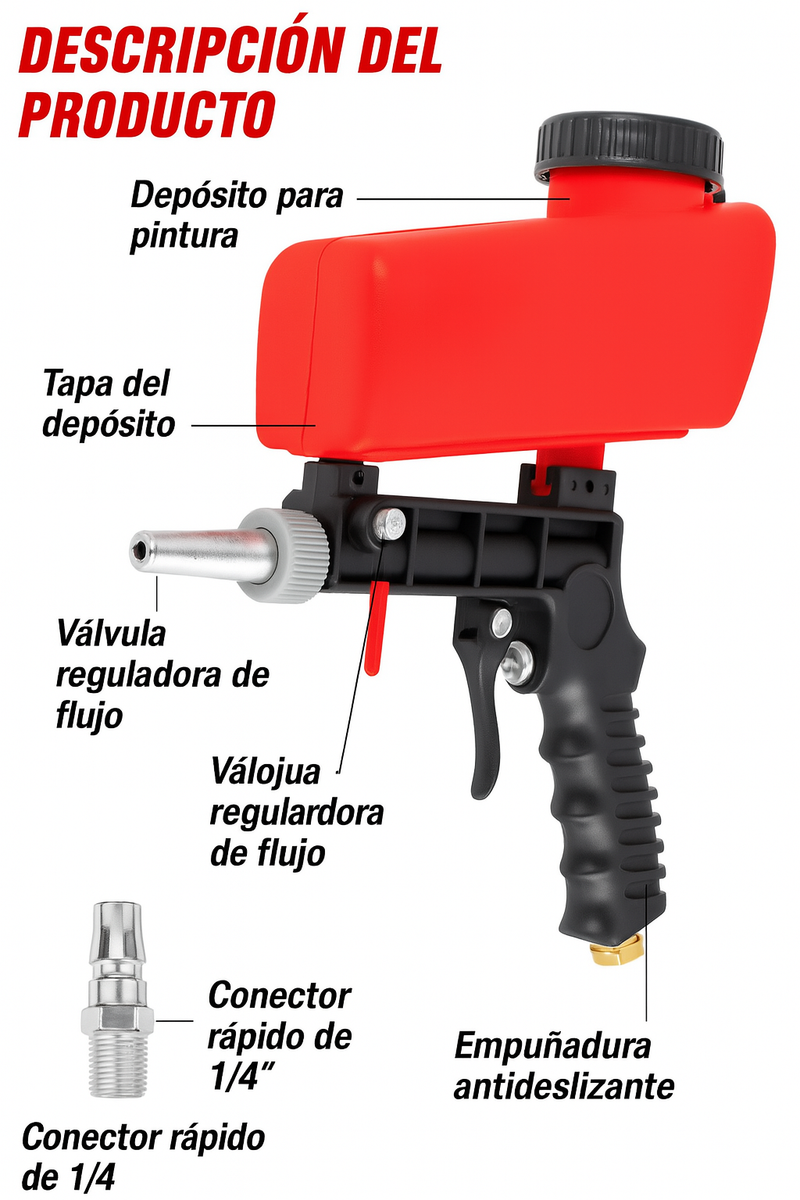Pistola de Arena con Depósito Superior